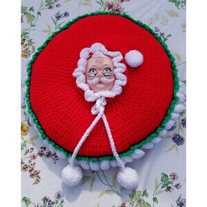 Beautifully hand made crocheted christmas santa face pillow